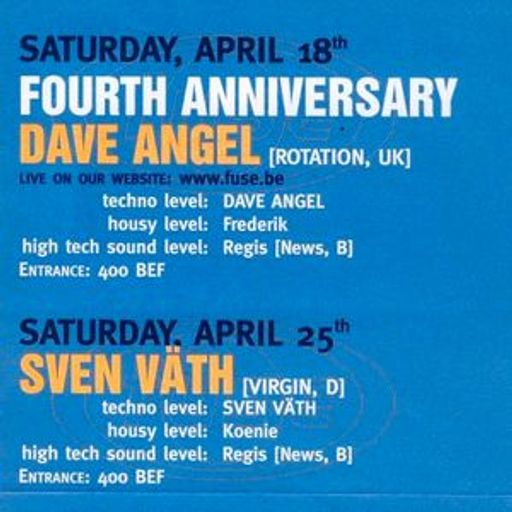 Sven Väth at "Fusion Tour" @ Fuse (Brussel - Belgium) - 25 April 1998