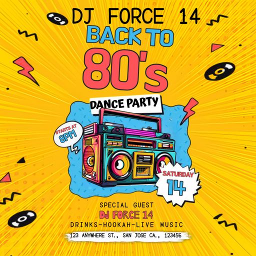 DJ FORCE 14 EVERYTHANG OLDSCHOOL 80'S DANCE PARTY BAY AREA NorCal 408