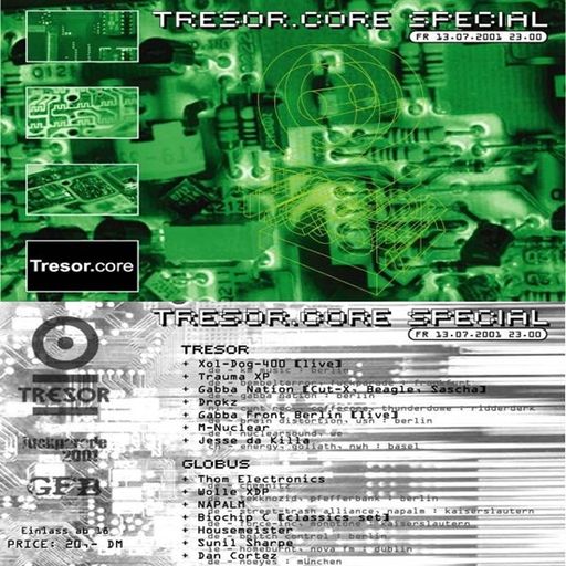 Wolle XDP & Biochip C & Sunil Sharpe + others at "Tresor.core" @ Globus (Berlin) - 13 July 2001