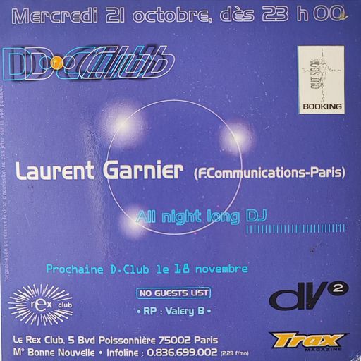 Laurent Garnier & Jeff Mills at "D-Club" @ Rex Club (Paris-France) - 21 October 1996