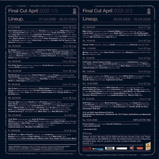 Closing Party - The Last Session @ Tresor (Berlin-Germany) - 16 April 2005
