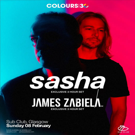 James Zabiela at "Colours 30" @ Sub Club (Glasgow-UK) - 8 February 2026