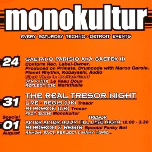 Gaetano Parisio at "Monokultur" @ Markthalle (Bern - Switzerland) - 24 July 1999