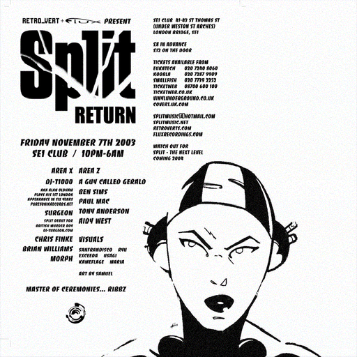 Alan Oldham (DJ T-1000) at "Split - The Return" @ Sei Club (London - UK) - 7 November 2003