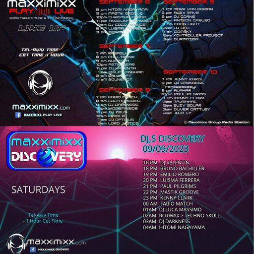 MaxxiMixx Play Live Sept. 6th, Discovery 9th, '23
