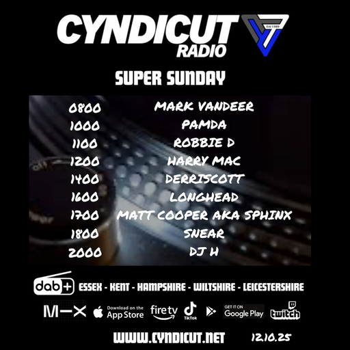 Robbie-D 'Super Sunday' Live on Cyndicut Radio 12/10/2025