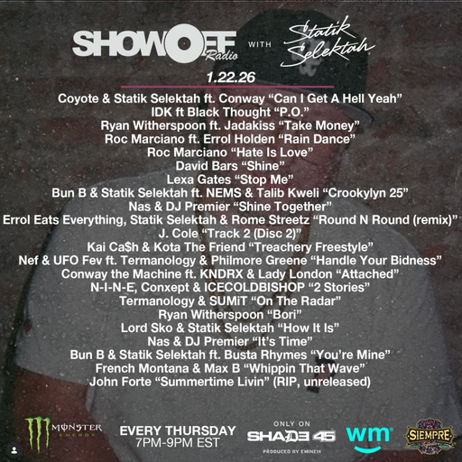 DJ Statik Selektah - Showoff Radio (SXM Shade45) - 2026.01.22