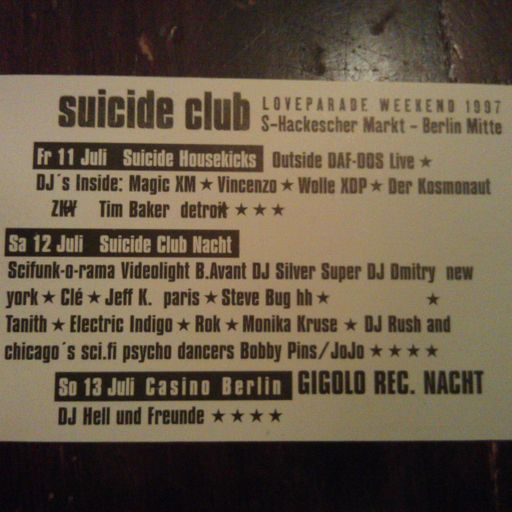 DJ Hell & DJ Rush at "Love Parade Weekend 1997" @ Suicide Club (Berlin - Germany) - 12 July 1997