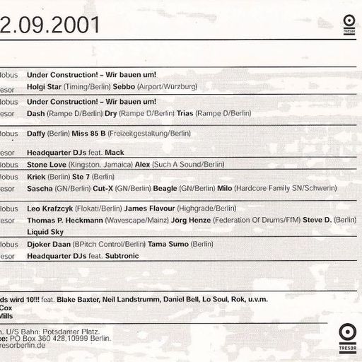 Thomas P. Heckmann & Jörg Henze & Steve-D at "10 Jahre Delirium Tour" @ Tresor - 8 September 2001
