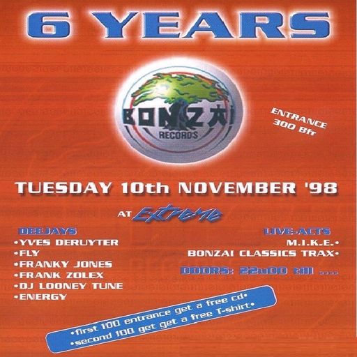 Franky Jones at "6 Years Bonzai" @ Extreme (Affligem - Belgium) - 10 November 1998