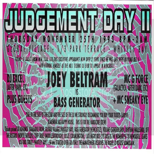 Joey Beltram at "Judgement Day II" @ Global Village (Whitley Bay - UK) - 25 November 1993