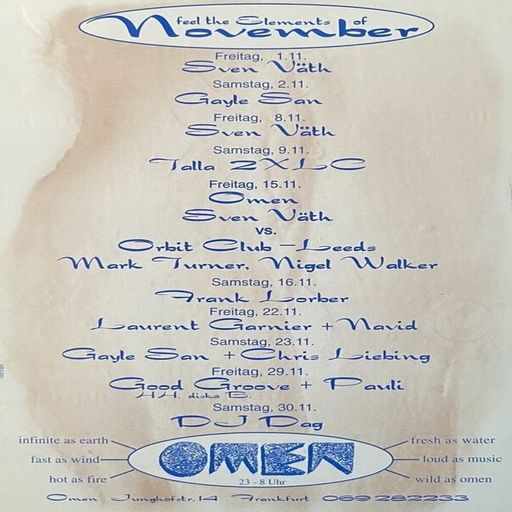 Laurent Garnier at Omen (Frankfurt - Germany) - 22 November 1996