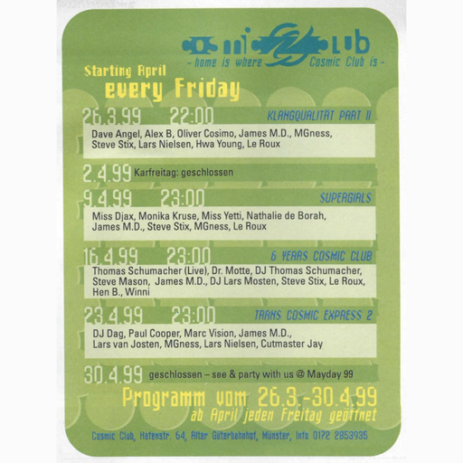 Miss Djax at "Supergirls" @ Cosmic Club (Münster-Germany) - 9 April 1999