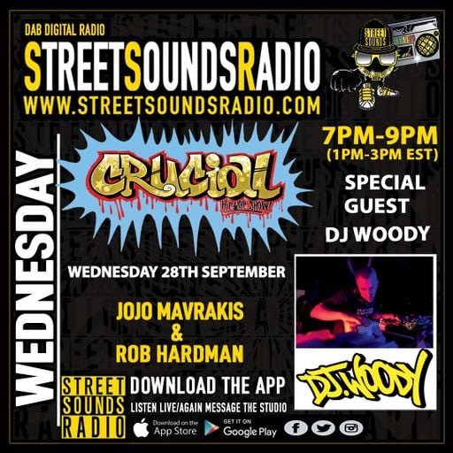 The Crucial Hip Hop Show with Jojo Mavrakis, Rob Hardman and guest DJ Woody 1900-2100