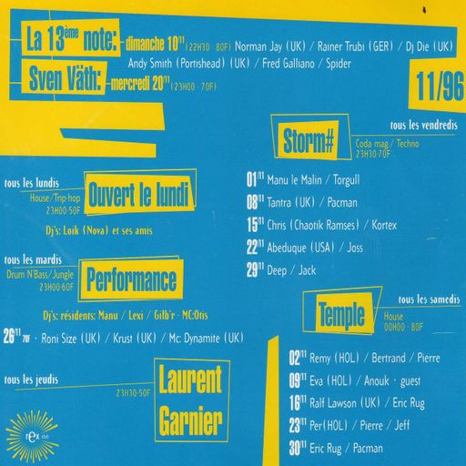 Sven Väth at Rex Club (Paris - France) - 20 November 1996