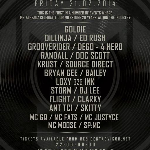 Grooverider w/ Justyce & MC GQ - 20 Years of Metalheadz 'History Sessions' - Fire - 21.2.14