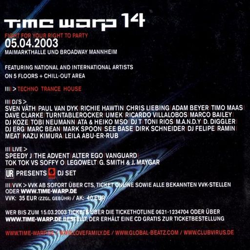 Chris Liebing vs Adam Beyer at Time Warp XIV (Mannheim - Germany) - 5 April 2003