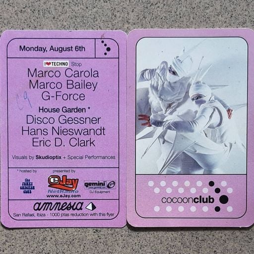 Marco Carola & G-Force at "Cocoon invites I Love Techno" @ Amnesia (San Rafael-Ibiza) 6 August 2001