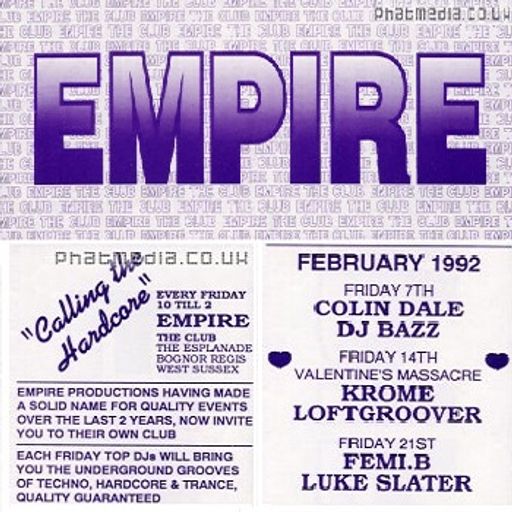 Luke Slater at "Empire" @ The Esplanade Club (Bognor Regis - UK) - 21 February 1992