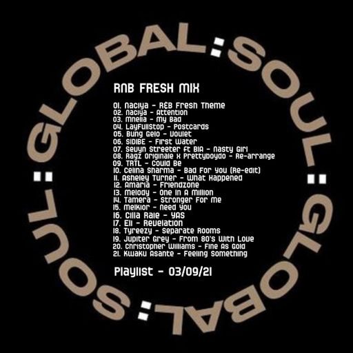 R&B Fresh Mix for Global Soul by Stevie Street 3rd September 2021