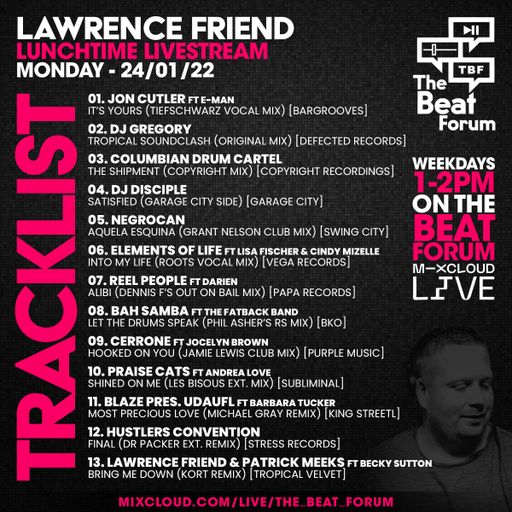 Lawrence Friend - Lunchtime Live on The Beat Forum [Soulful / Disco / Funky House] - 24/01/22