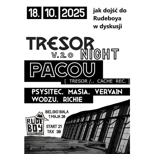Pacou (vinyl set) at "Tresor Night V.2.0" @ Rudeboy Club (Bielsko-Poland) - 18 October 2025