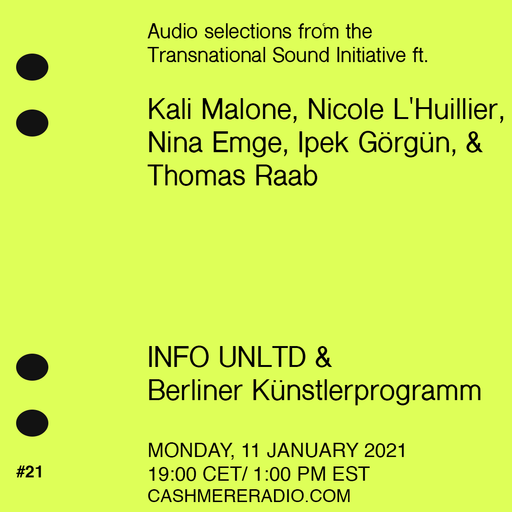 Info Unltd with the Transnational Sound Initiative and DAAD Berliner Künstlerprogramm 11.01.212021