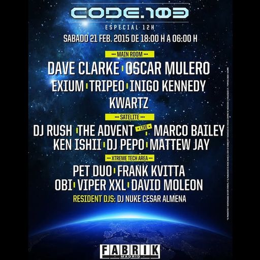 Ken Ishii at "CODE.103" @ Fabrik (Madrid-Spain) - 21 February 2015