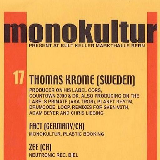 Thomas Krome at "Monokultur" @ Markthalle (Bern - Switzerland) - 17 April 1999
