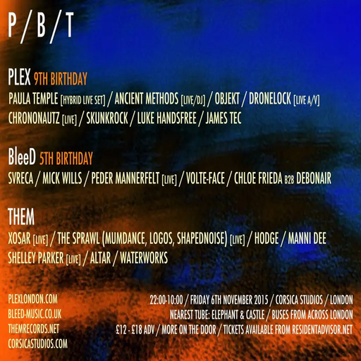 Paula Temple (Hybrid Live Set) @ "Plex - 9th Birthday" at Corsica Studios (London) - 6 November 2015