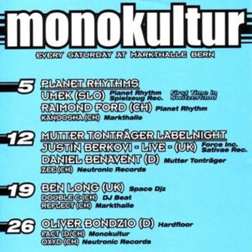 Justin Berkovi LIVE at "Monokultur" @ Markthalle (Bern - Switzerland) - 12 June 1999