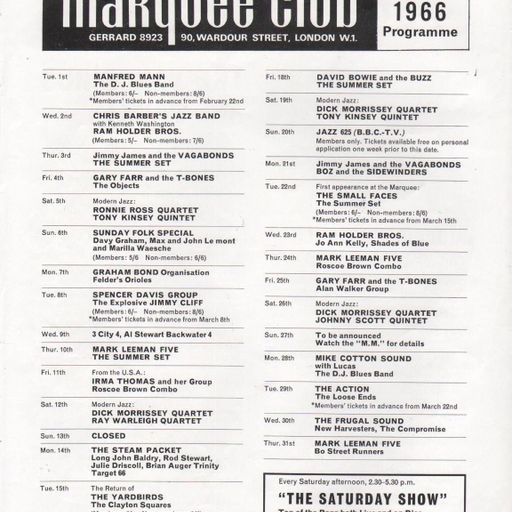 HISTORY OF ROCK - Marquee Club