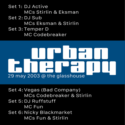 Urban Therapy: DJ Active with MCs Stirlin & Eksman