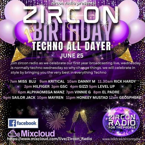 Zircon Radio 1yr Birthday Techno Mix AlphaOmega Manz