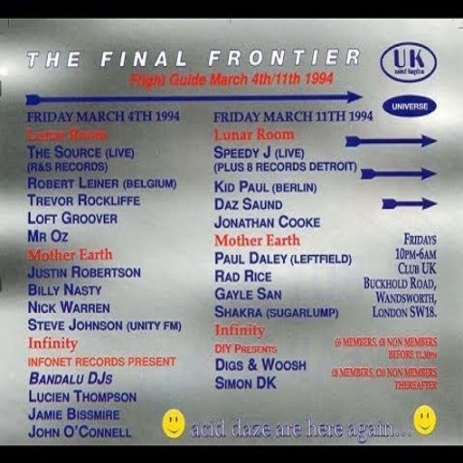 Kid Paul at "The Final Frontier" @ Club UK (Wandsworth - UK) - 11 March 1994