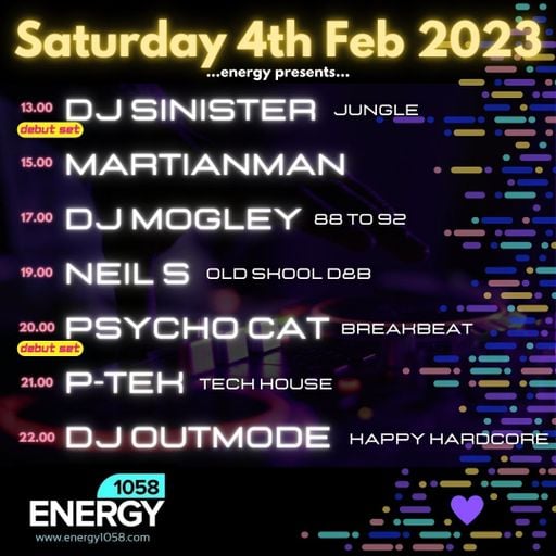 Dj-Sinister - Live On Energy1058 Debut Mix - 04-02-2023