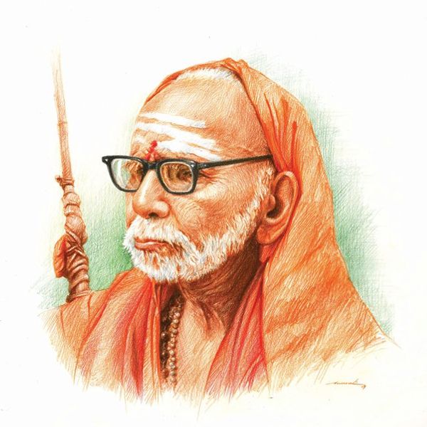 Mahaperiyava sketch by Sri Dinesh  Sage of Kanchi