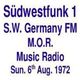 SüdWestFunk FM =>>  Easy Listening Music from South West German Radio  <<= Sun. 6th Aug. 1972 logo