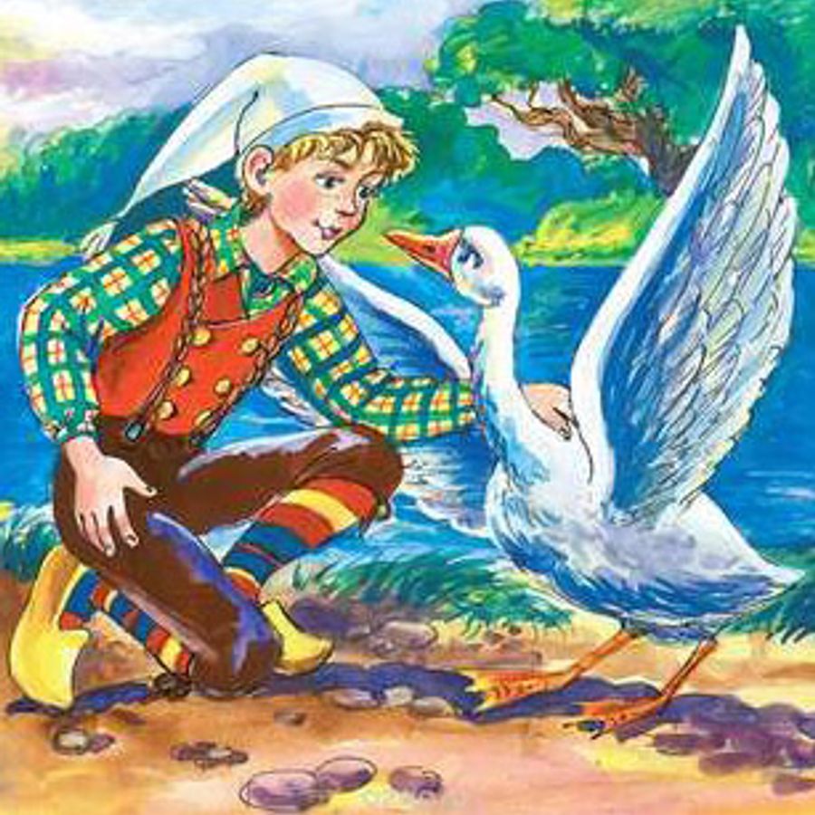 Как нарисовать нильса с дикими гусями