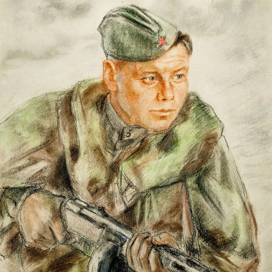 Рисунок солдата цветной
