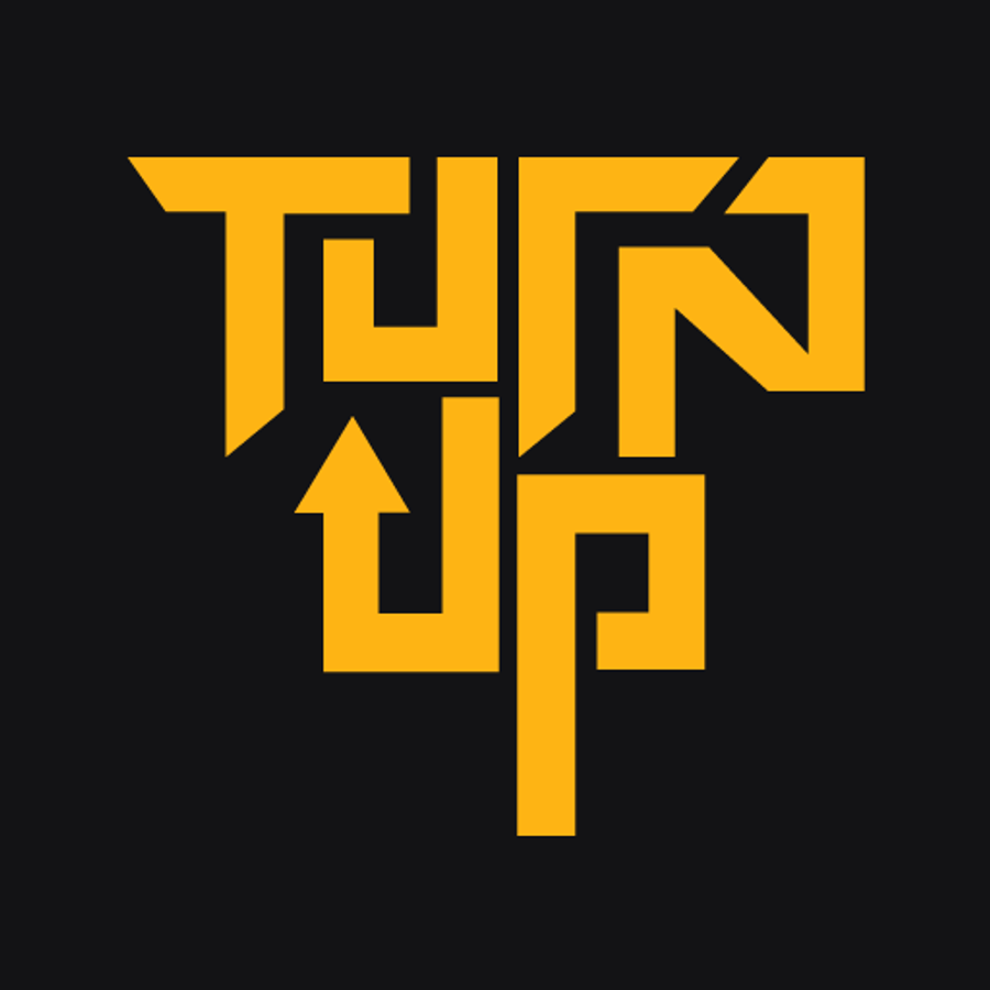 Turned r. Логотип Usher. Turn up logo.