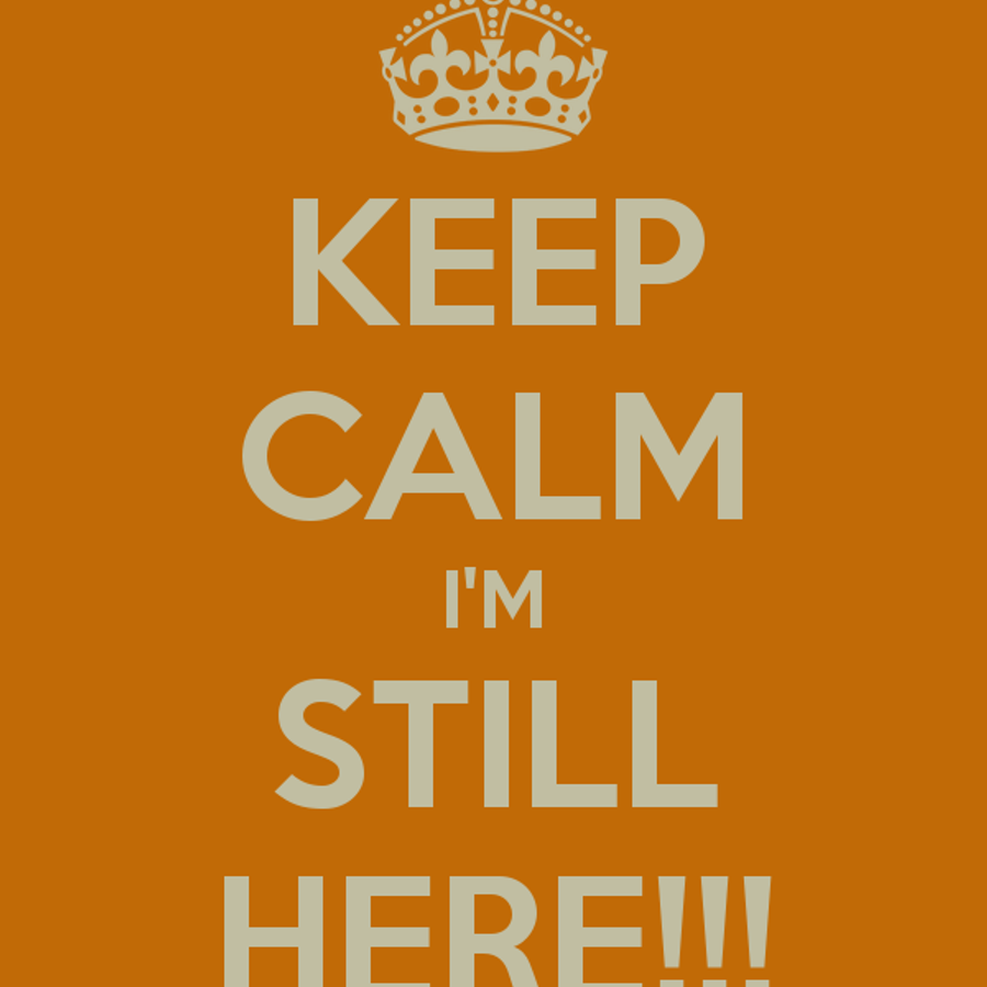 I m still alive. Stay Calm and keep. Keep Calm and Test. I am still here.