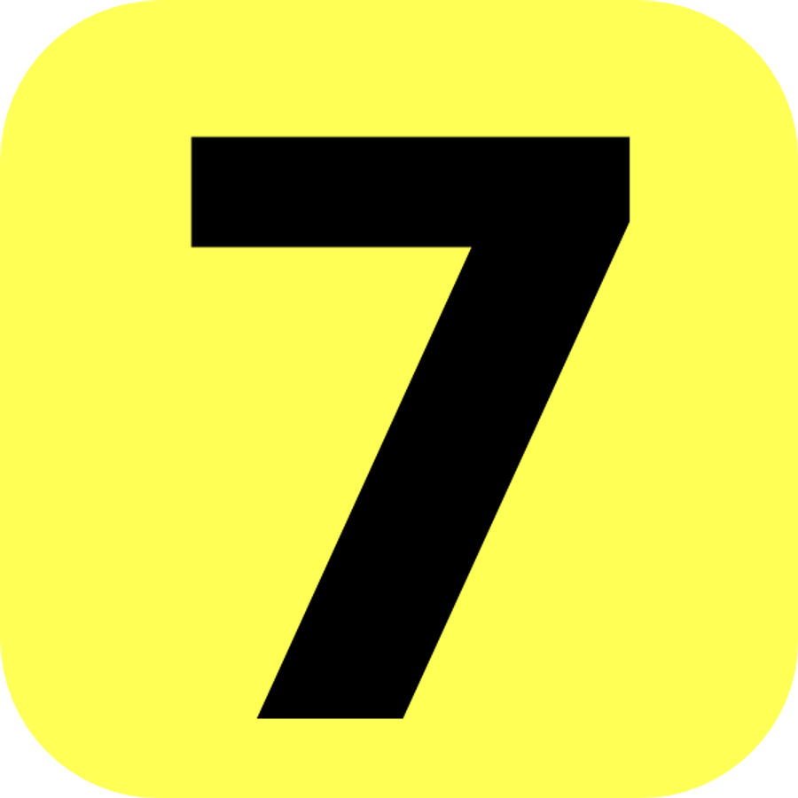 Знак семерки. Цифра 7 на желтом фоне. Цифра 7. Номер 7. Знак 7 цифра.